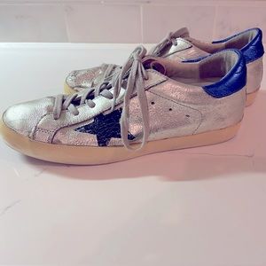Golden Goose, Size 38/US 7, Silver w Black and Blue